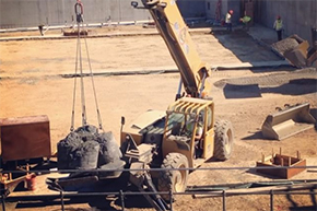 Crane at construction zone